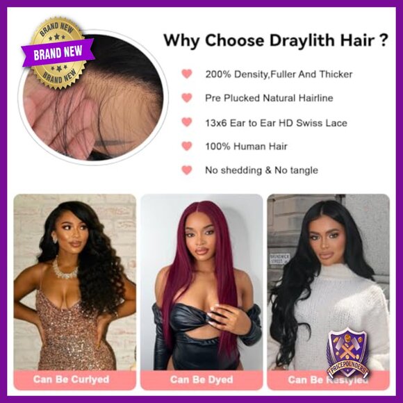 36 Inch 13x6 HD Lace Front Wig Human Hair 200 Density Glueless Pre Plucked main image 4